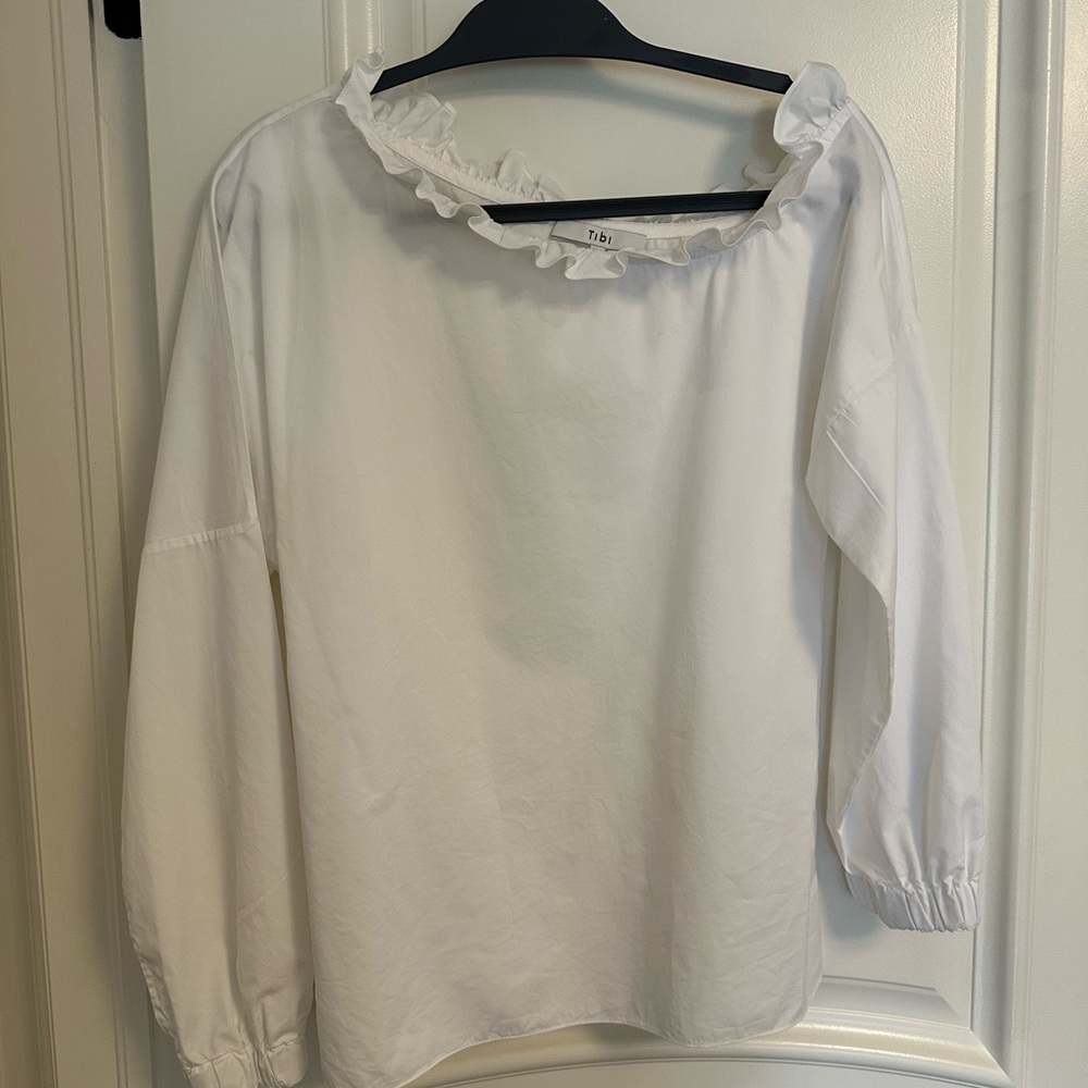 Tibi White Ruffle Collar Blouse